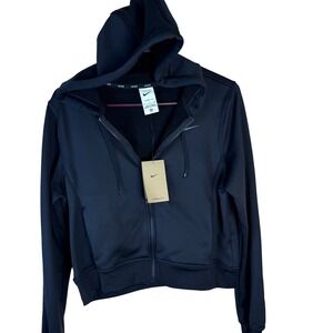 Nike Womens Therma-FIT Full Zip Training Hoodie Crop Black Small Workout NWT